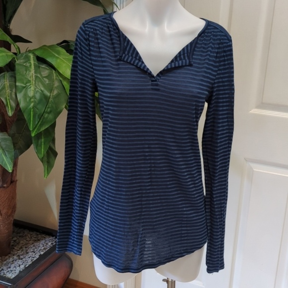 Loft Women's Striped Long Sleeve V-Neck Tee Size Small